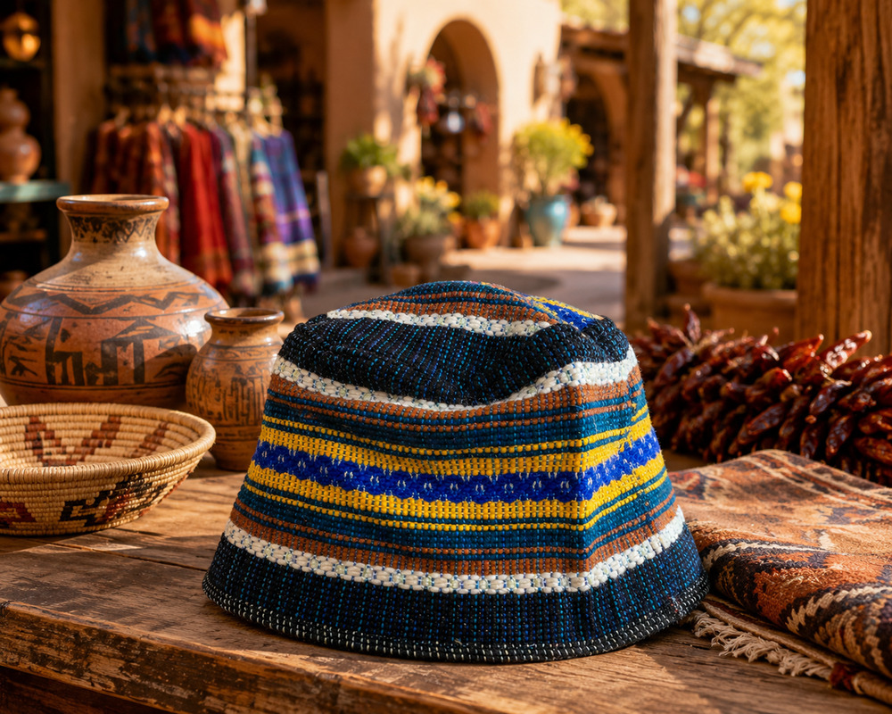 Vintage Guatemalan Style Handwoven Textile Bucket Hat Artisan Folk Cotton Cap